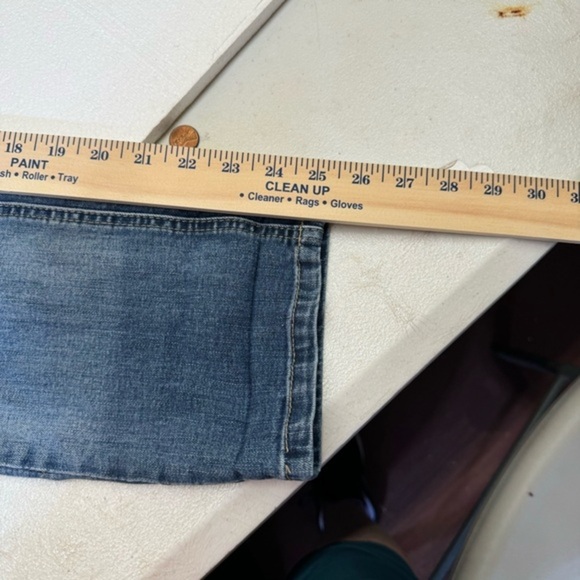 Democracy Flex-ellent Jeans EUC Womens sz 4 Distressed Patch Sequin Blue Denim - Picture 9 of 9